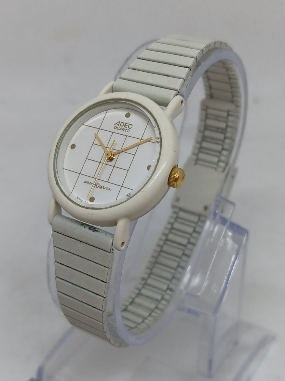 VINTAGE 1994 ADEC [Citizen] 3G30-404874 Women's 25mm White Resin + Metal Watch